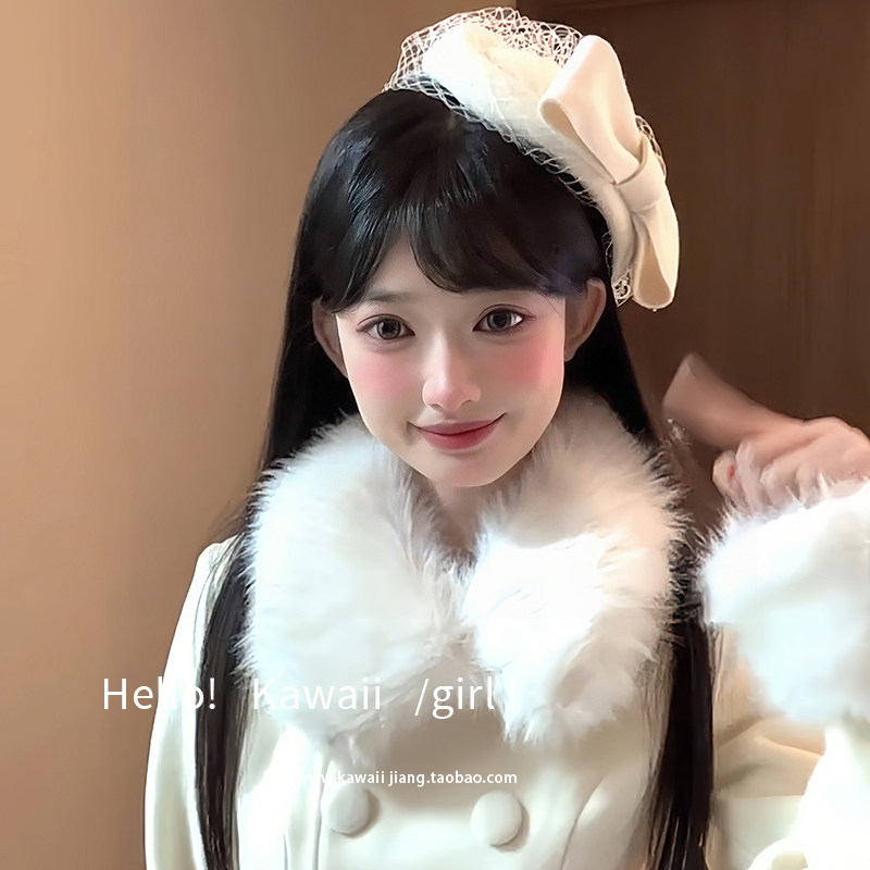 法式复古蝴蝶结羊毛毛呢网纱贝雷帽千金风气质礼服礼帽头饰秋冬女