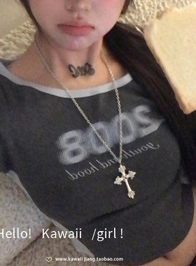 韩国bm同款银色大十字架项链