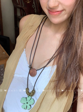 古着做旧幸运四叶草项链