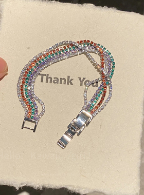 彩色爆闪锆石手链女多巴胺卡扣