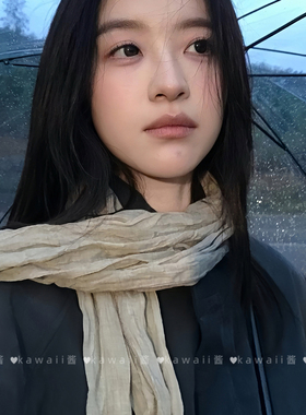 藤井树同款棉麻褶皱围巾