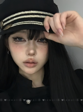 复古徽章甜酷英伦风海军帽女