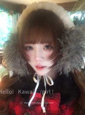 日系少女灰色毛绒耳罩y2k甜酷辣妹加厚软糯耳套小众时髦百搭耳包