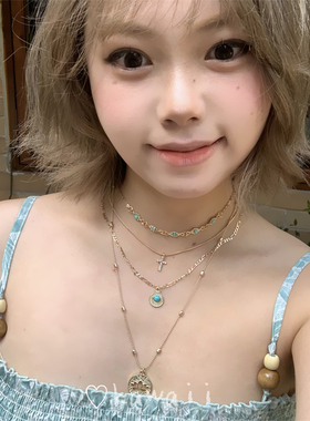 复古欧美镂空花朵十字架项链