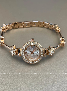 中古vintage镶钻花朵手表