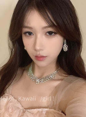 气质女神满钻镂空项链耳环套装