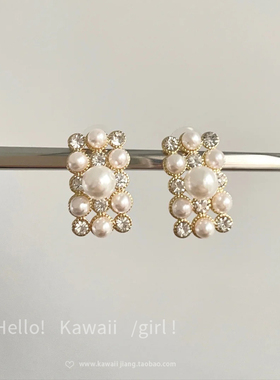 法式复古多层珍珠项链耳环套装