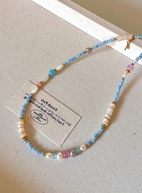 夏日蓝色岛屿串珠项链