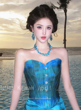 海岛度假风天然蓝色贝壳项链