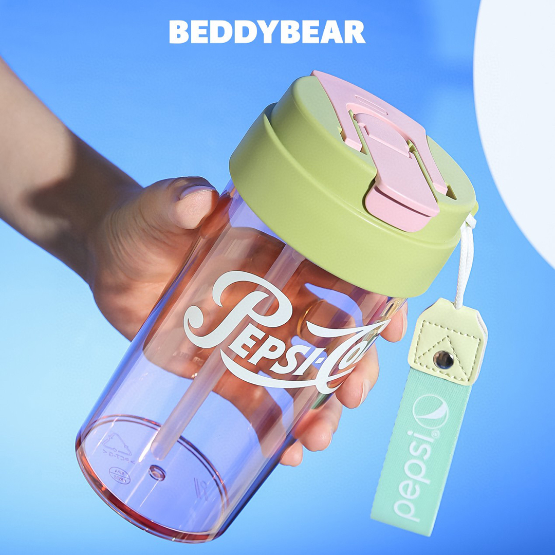 BEDDYBEAR 杯具熊轻心吸管杯百事可乐联名夏季透明多巴胺咖啡杯潮 - 图0