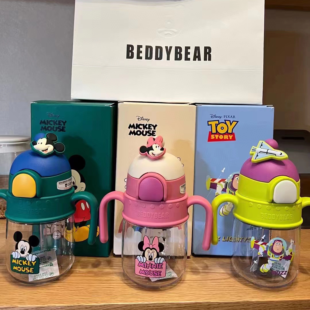 BEDDYBEAR 杯具熊迪士尼火箭学饮杯透明儿童吸管杯山姆代购草莓熊 - 图0