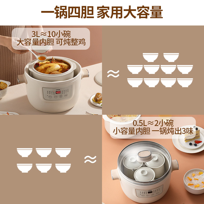 小浣熊隔水炖电炖盅家用全自动砂锅 小浣熊电器电炖/煮粥锅/文火炉