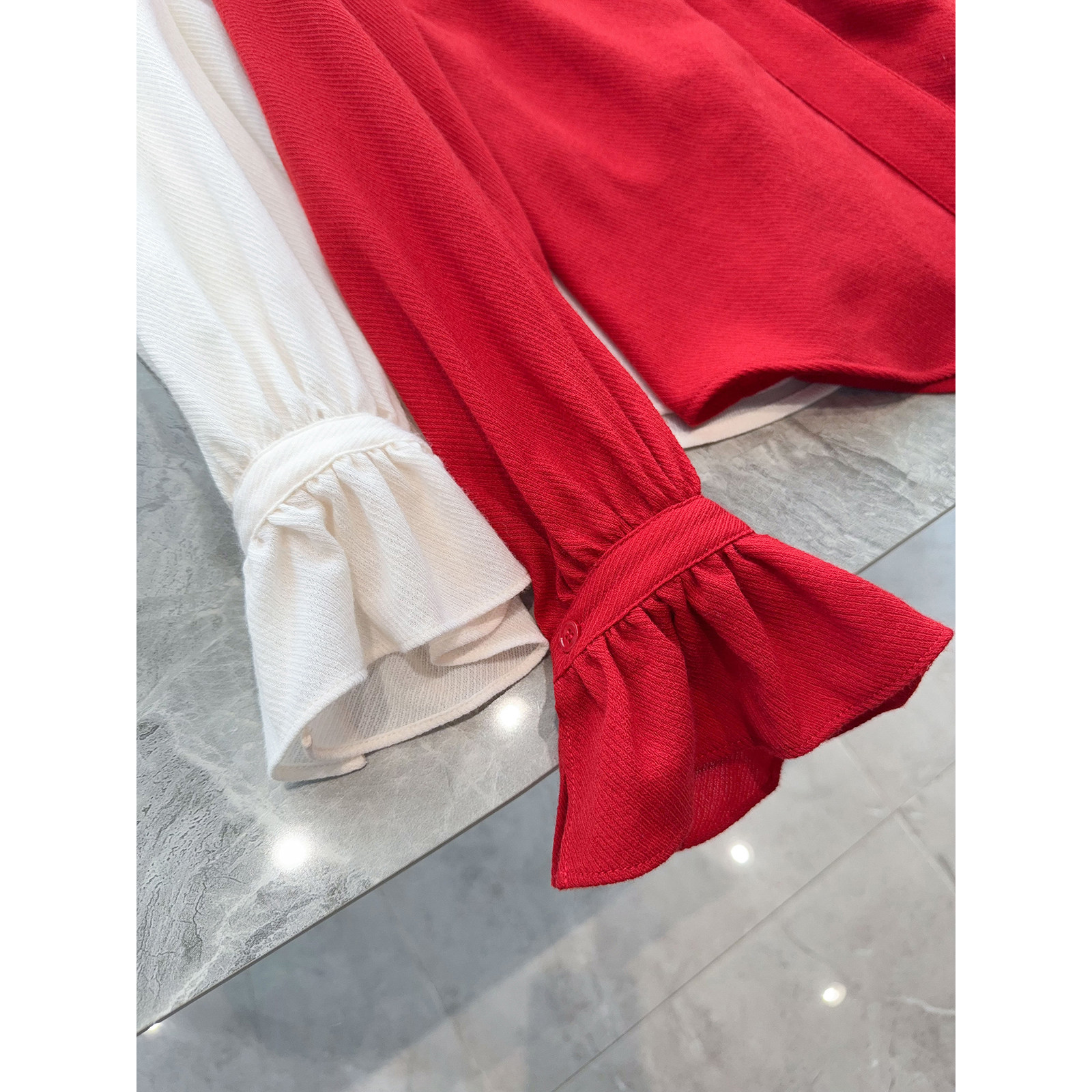 宫廷气质！新年红花边立领斜纹羊毛法式长袖衬衫木耳边打底上衣女,淘宝优惠券,粉丝福利购,淘宝优惠卷