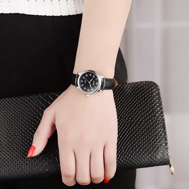 皮链复古中年女士女款中老年石英表 艾奇奇时国产腕表