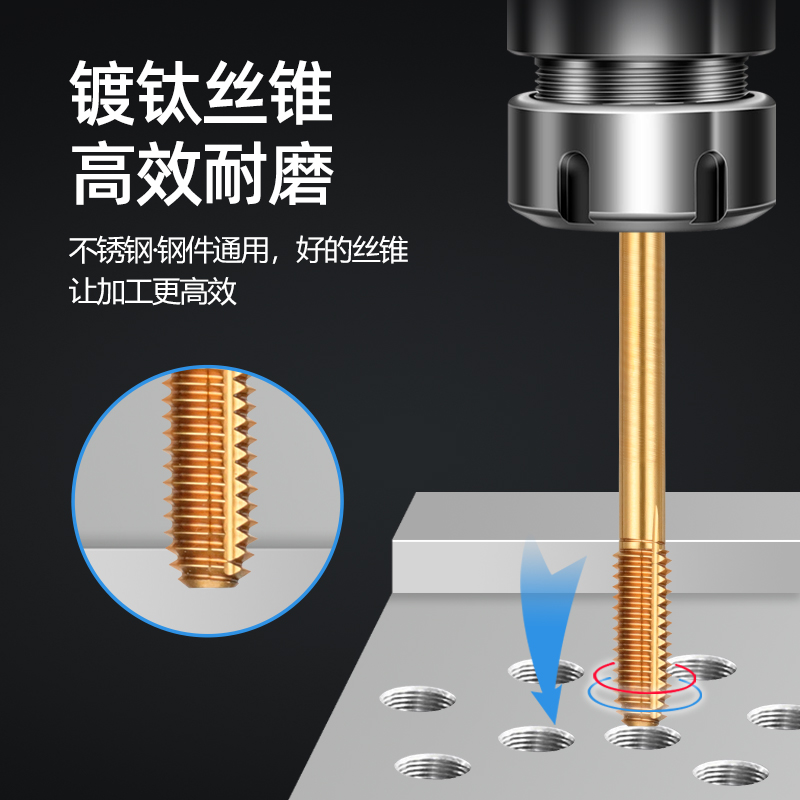 ZG深孔专用进口挤压丝攻M2M3M4M5M6*100加长镀钛挤压丝锥加长避空