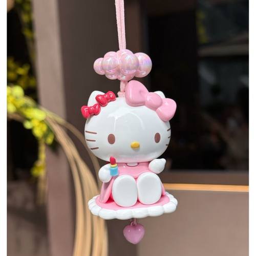 正版少女kitty凯蒂车载平安喜乐挂饰可爱汽车后视镜挂包包挂车挂 - 图3