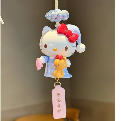 正版少女kitty凯蒂车载平安喜乐挂饰可爱汽车后视镜挂包包挂车挂 - 图1