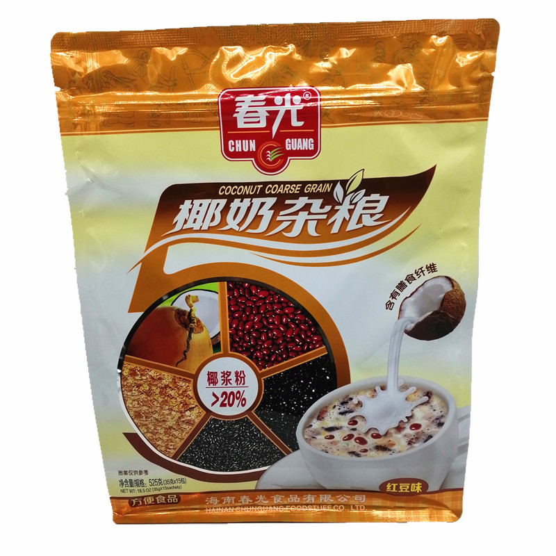 海南特产 春光椰奶杂粮525gX2袋 红豆味 内含15包 五谷杂粮 麦片 - 图3