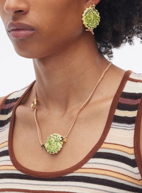 TysGrocery 25 饼干吊坠手绘陶瓷皮绳项链