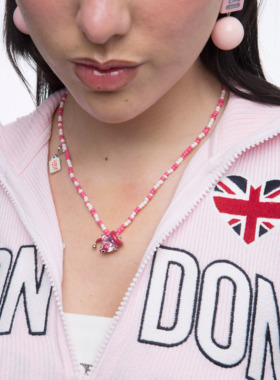 TysGrocery 23 Faux2 珐琅卡通蛇爱心宝石串珠项链