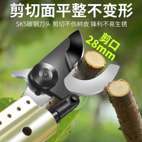 充电式高空修枝剪刀电动高枝剪加长杆园林剪家用果树枝剪枝高枝剪 - 图0