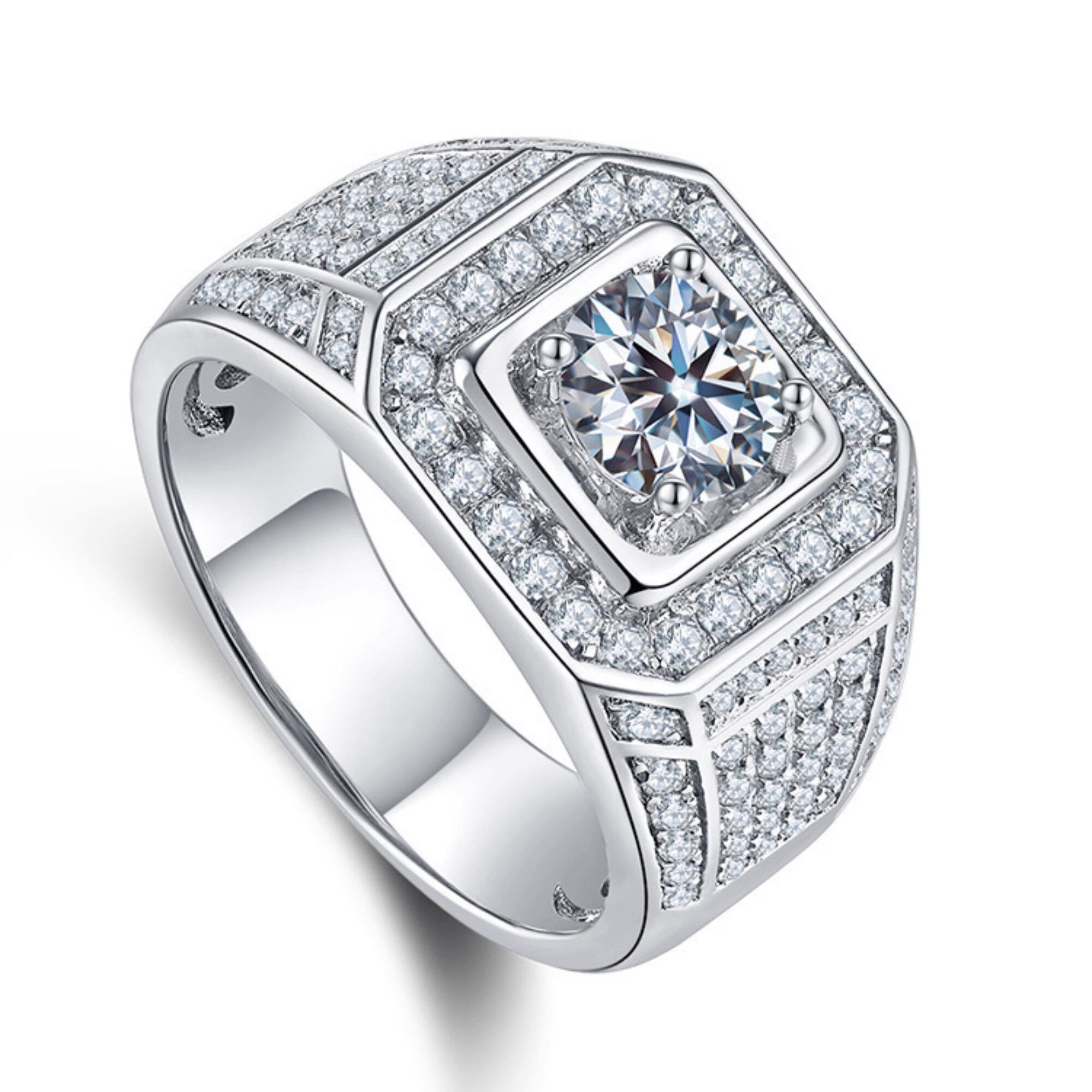 Zirconia studded men's classic baby's breath ring