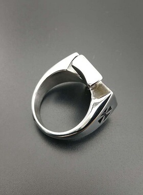 朋克机车复古黑铁十字架戒指