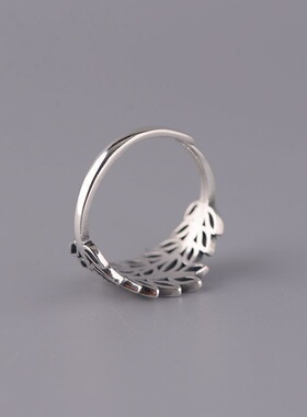 复古镂空柳叶戒指女时尚气质百搭