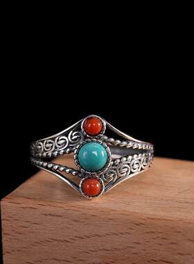 绿石镂空雕花戒指女轻奢个性时尚