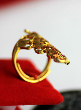 孔雀开屏仿黄金女士戒指现货包邮