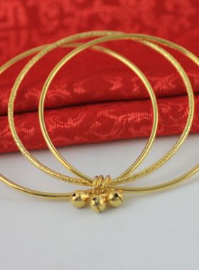 纯黄铜镀金铃铛手环送女友礼物