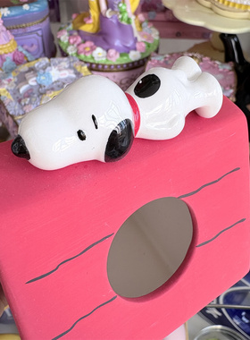 原d 敲可爱 卡通 红屋子史努比小狗硅藻土陶瓷摆件 桌面加湿器