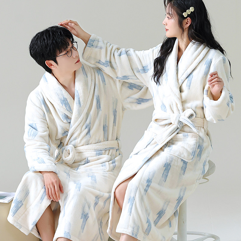 情侣睡袍男女秋冬季加厚珊瑚绒保暖长袖春秋法兰绒睡衣可外穿浴袍,淘宝优惠券,粉丝福利购,淘宝优惠卷