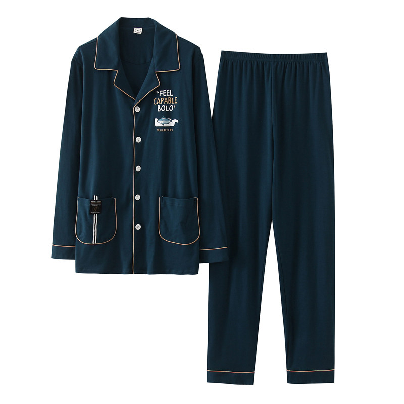 2021新款男纯棉长袖薄款情侣睡衣 汀伊兰睡衣/家居服套装