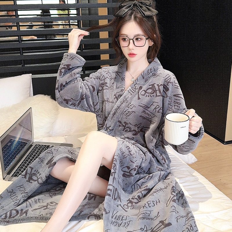 和服睡袍女秋冬季加厚珊瑚绒保暖长袖春秋法兰绒新款睡衣外穿浴袍,淘宝优惠券,粉丝福利购,淘宝优惠卷