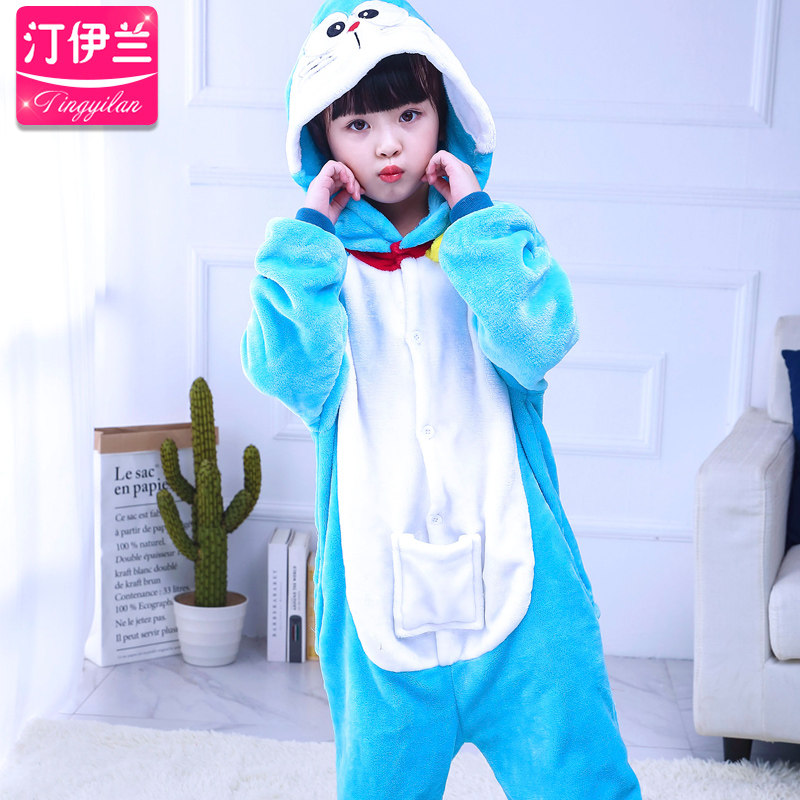 可爱哆啦a梦叮当猫连体男女孩睡衣 汀伊兰睡衣/家居服套装
