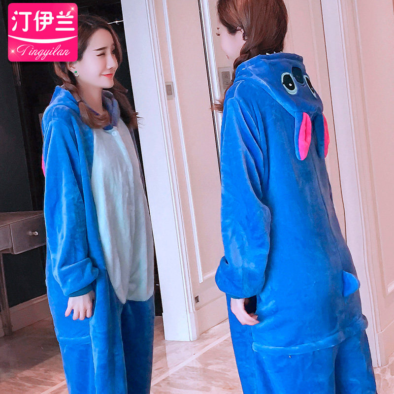 史迪奇连体卡通套装长袖秋冬季睡衣 汀伊兰睡衣/家居服套装