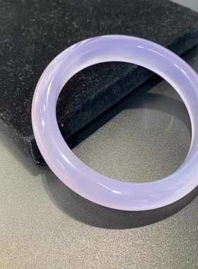 带证书高冰透紫罗兰手镯玛瑙平替女款渐变冰种淡紫玉髓镯子猫眼石