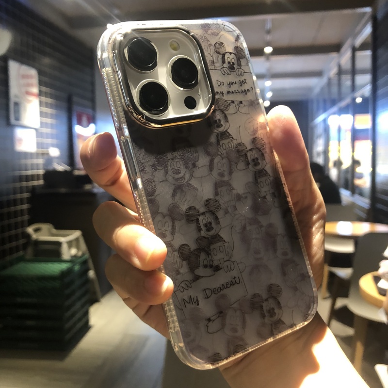 日韩潮牌米奇涂鸦适用iPhone14 15proMax手机壳苹果13 12全包防摔硅胶卡通情侣保护套新款男女 - 图2