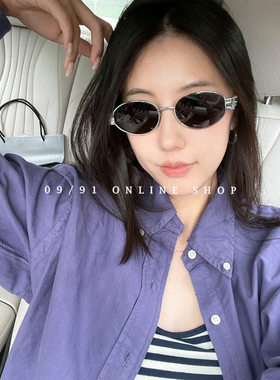 椭圆复古女士修饰脸型墨镜