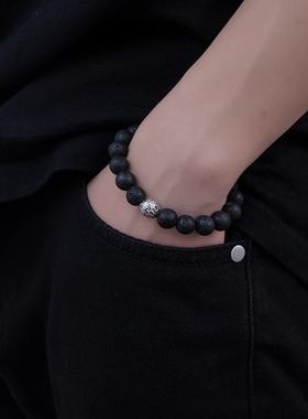 逆鳞火山石手链男士佛珠手串