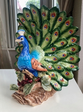 吉祥如意孔雀新家装饰摆件新年礼