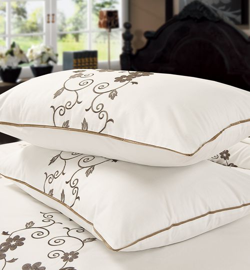 外贸全棉纯棉绣花刺绣米白色欧式简约1.5m1.8m床上用品床单三件套 - 图0