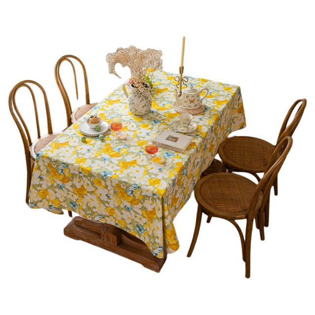 Feiyang ຝ້າຍແລະ linen fabric tablecloth ນ້ໍາ painting ຮູບແບບ floral ການນໍາໃຊ້ເຮືອນ