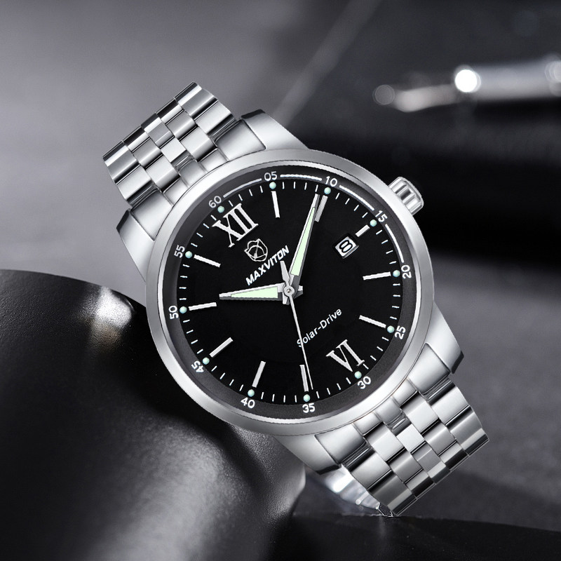 玛斯威顿光能男士休闲夜光防水手表 玛斯威顿国产腕表