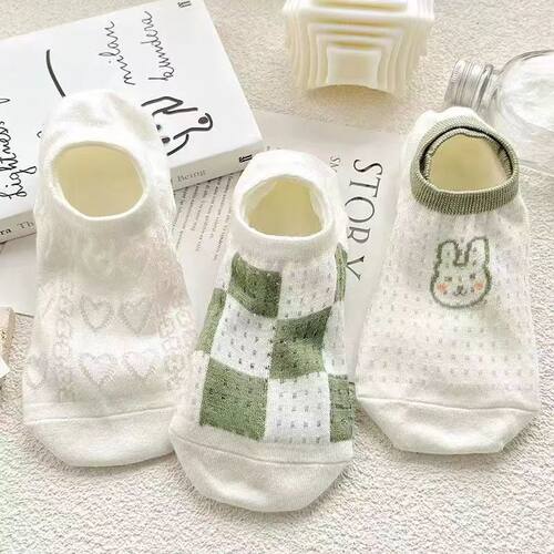 春夏森系船袜薄款袜子女夏季网眼透气隐形不掉跟ins潮百搭短袜女 - 图3