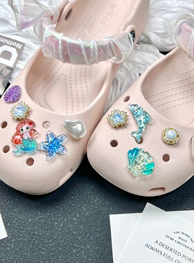 新款美人鱼DIY洞洞鞋扣适配Crocs