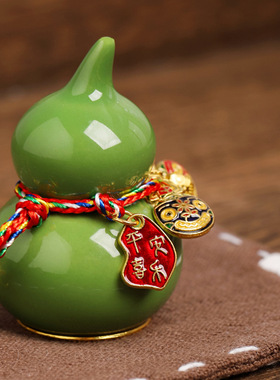 陶瓷七彩葫芦摆件车载家居招财茶桌摆件祈福挂件吊坠装饰品伴手礼