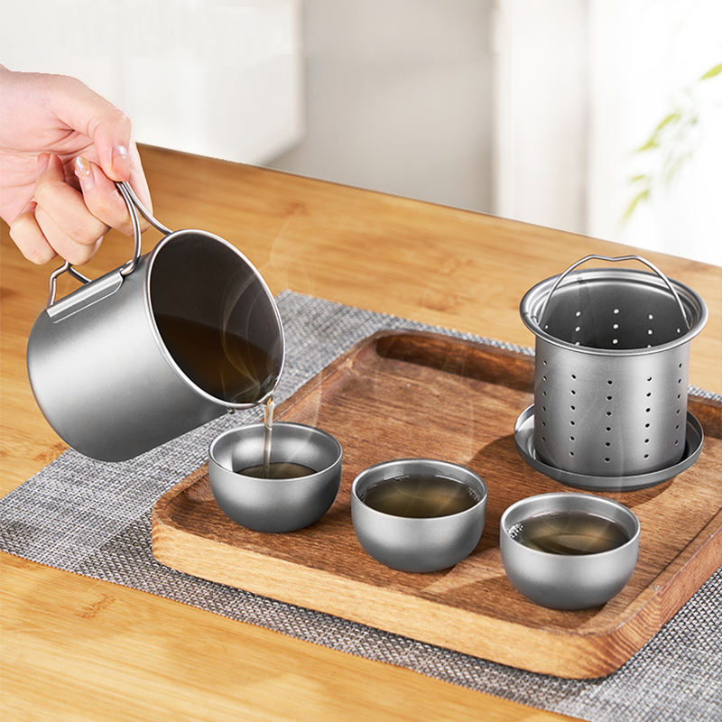 纯钛旅行茶具马克杯420ml泡茶器家用户外超轻便携旅游茶具套装,淘宝优惠券,粉丝福利购,淘宝优惠卷