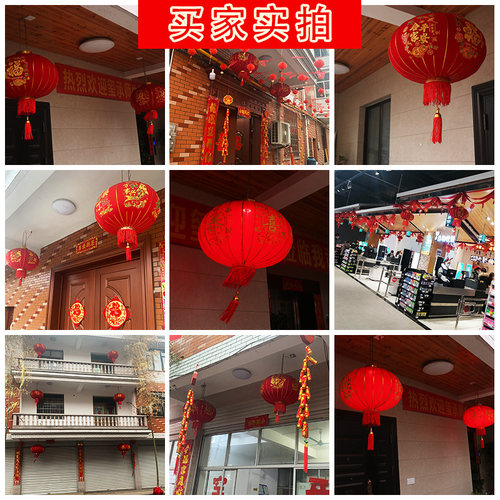 2026新款大红灯笼灯吊灯过年春节新年装饰户外大门口一对阳台挂饰 - 图2